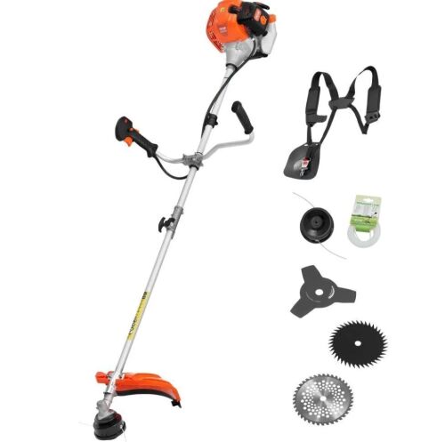 VEVOR 42.7CC 2-Stroke Gas Powered 16.9" Cordless Grass Trimmer, Multi-Functional Lawn Edger with Shoulder Strap & 3T Blade