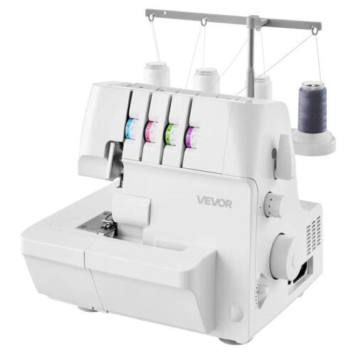 VEVOR Serger Overlock Sewing Machine, 1250 Stitches Per Minute, 2-3-4 Thread Capability, 0.7-2 Adjustable Differential Feed, with Free Arm and LED Light