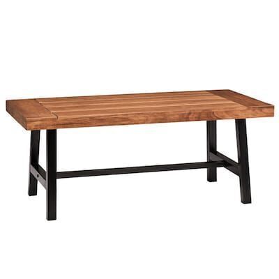 45-Inch Solid Wood Seat Metal Base Patio Bench