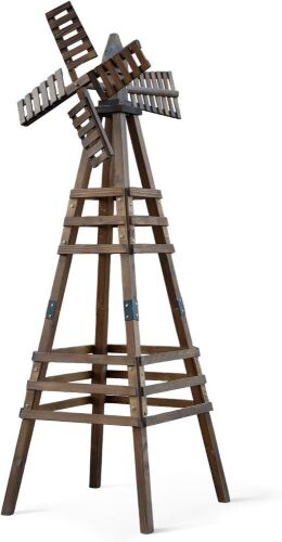 VINGLI Wooden Windmill Yard Decor