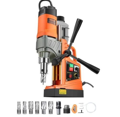 VEVOR Magnetic Drill, 1450W Motor 2 in Boring Diameter, 2878 lbf Portable Electric Mag Drill Press, with 6 Coring Bits, Variable Speed