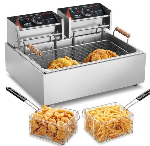 VEVOR 3000W Electric Deep Fryer with 3 Removable Baskets, 18Qt