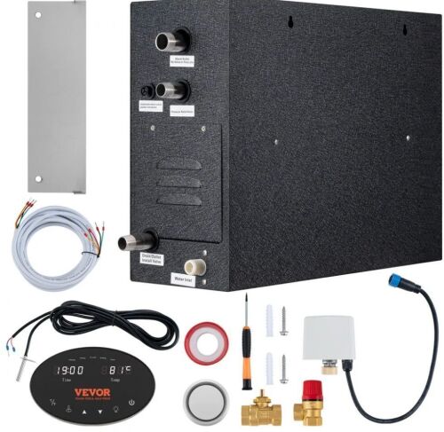 VEVOR Steam Shower Generator, 15 kW, Segmented Heating & Temperature Customization & 24h Timer Steam Bath Kit, Automatic Drainage Luxury Home Steam Shower System, Acrylic Room Tested to UL Standards