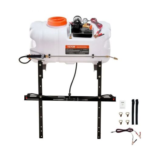 VEVOR 15.9 Gal/60 L ATV/UTV Broadcast Sprayer with A Nozzle Boom, 12 V Pump Weed Sprayer with Water Tank, 1.9 GPM Flow Rate, Adjustable 0-72 PSI, 20FT Hose, White