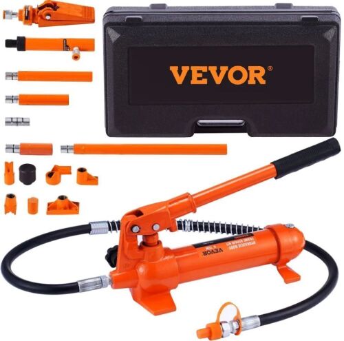 VEVOR 4 Ton Porta Power Kit, Portable Hydraulic Jack with 3.9 ft/1.2 m Oil Hose, Auto Body Frame Repair Kit with Storage Case