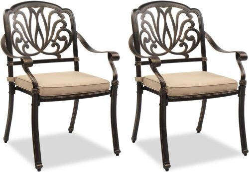 Cast Aluminum Patio Chairs, Set of 2