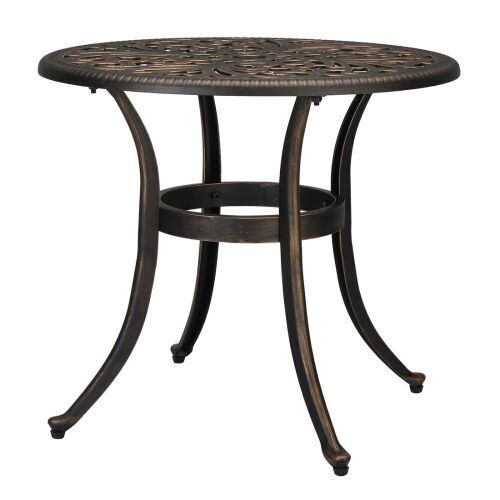23.6" Round Outdoor Side Table with Umbrella Hole Bronze