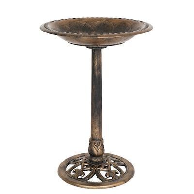 VINGLI 28-in H Antique Copper Resin Birdbath