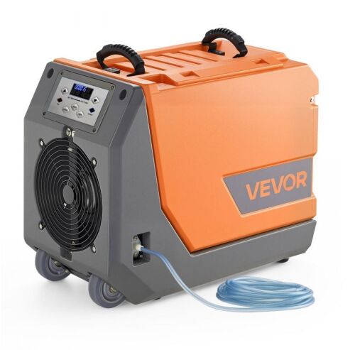 VEVOR 180 Pints Commercial Dehumidifier with Pump/Drain Hoses, Auto Defrost, Heavy-duty LLDPE, Foldable Handle