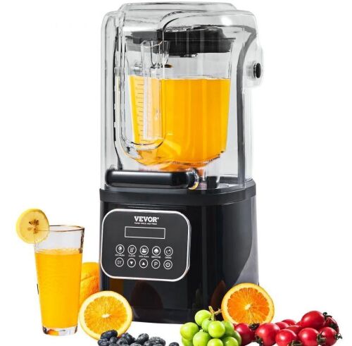 VEVOR Commercial Countertop Blender with Shield, 68 oz Plastic Jar, 9 Speed & 5 Functions