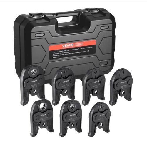 VEVOR 7PCS Pressing Jaws 1/4" to 1-1/8" - Compatible with RLS Copper Pipes, Work with 32KN Standard Press Tools for High Pressure HVAC/R Applications - with Case