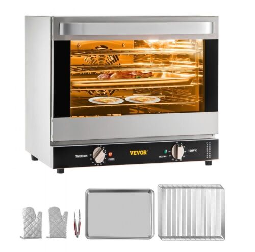 VEVOR 60Qt Half-Size Commercial Convection Oven, 1800W, 4-Tier w/Front Glass Door, 120V, 5-15P Plug & Outlet