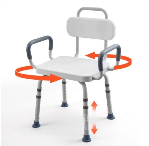 VEVOR Swivel Shower Chair with Arms and Back, 400 lbs Capacity