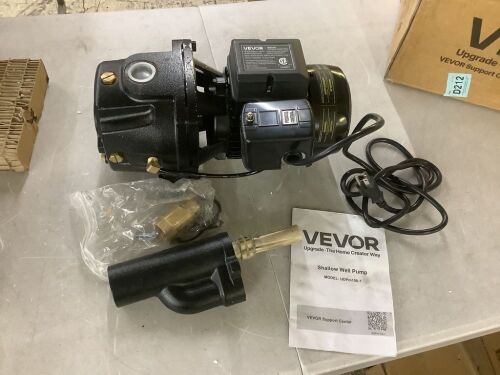 VEVOR 1 HP Cast Iron Shallow Well Jet Pump, AC 115/230 Volt, 1400 GPH Dual Voltage, with 164 ft Max Head Lift, Automatic Pressure Switch