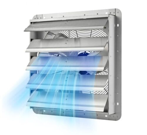 VEVOR 20 inch Wall Mounted Shutter Exhaust Fan, 3000 CFM Airflow, AC Motor