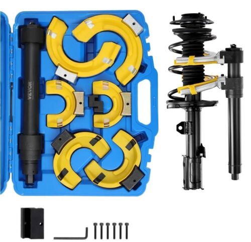 VEVOR Strut Spring Compressor Set, Interchangeable Fork Strut Coil Extractor Remover Tool, with Yellow Protective Sleeve and Carrying Case