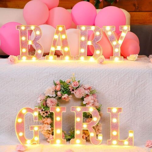 "Baby Girl" LED Light up Letters, 8.7"