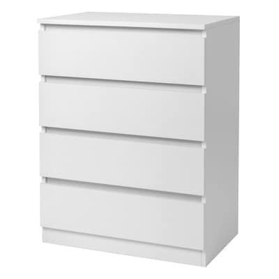 4 Drawer Dresser White Handleless Particle Board