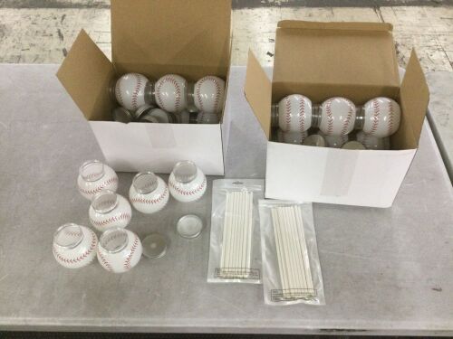Lot of (2) Baseball Cups with Lids and Straws, 12 ct