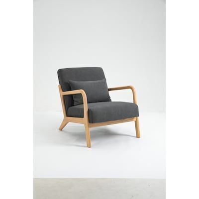 Mid Century Accent Chair with Wood Frame and Waist Cushion