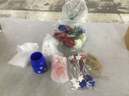 Lot of 4th of July Mason Jar Table Decor, 6 Sets