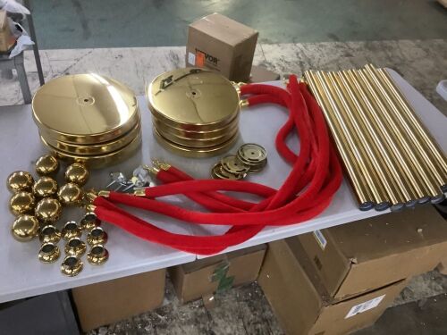 VEVOR 8Pc Stanchions and 6 Velvet Ropes, Hollow Base with Stainless Steel Post