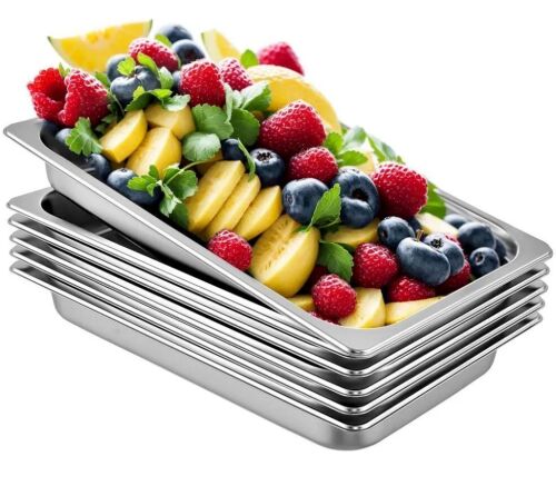 VEVOR 6 Pack Steam Table Pans 20.9 x 12.8 x 2.6 Inch