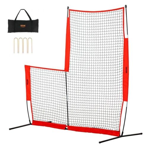 VEVOR L Shape 7x7 ft Baseball & Softball Safety Screen with Carry Bag & Ground Stakes