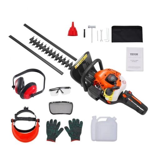 VEVOR 23.2-inch 26CC 2 Cycle Gas Hedge Trimmer with Dual Sided Dual Action Blade, 180° Adjustable Trimmer Head