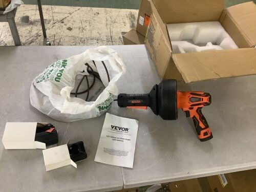 VEVOR 25FT 12V Cordless Electric Drain Auger for 3/4"-2" Pipes