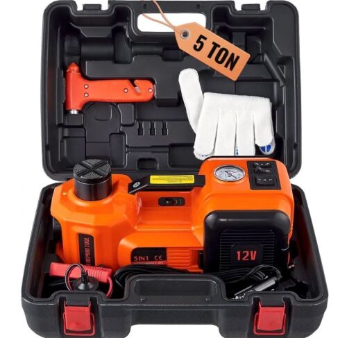 VEVOR 5 Ton Electric Car Jack with Built-in Inflatable Pump, and LED Light
