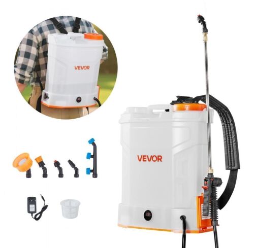 VEVOR Battery Powered Backpack Sprayer, 3.2 Gal, 2 Retractable Wands & 5 Nozzles, Adjustable 0-90 PSI, 2 Hour Runtime