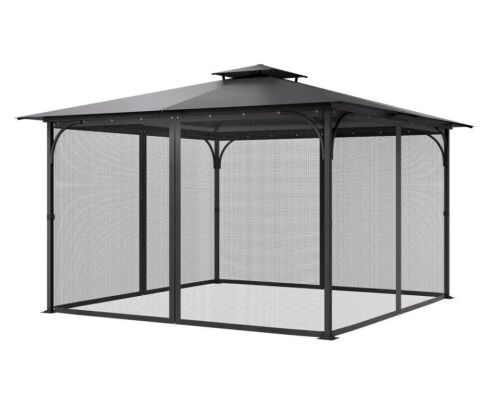 VEVOR Gazebo Netting Replacement, 4 Panel, Fit Most 12 x 12 x 7.5 Ft Gazebo Curtain