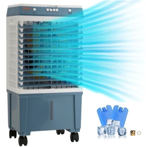 VEVOR 5 Gal Portable Evaporative Cooler, 1400 CFM, 84° Oscillating, for 550 Sq.ft with 3 Speeds Adjustable Control