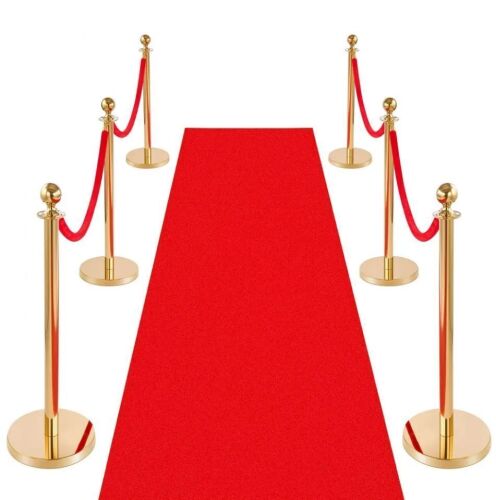 VEVOR 6 Pcs Crowd Control Barrier Set with Red Carpet, 4 Red Velvet Ropes