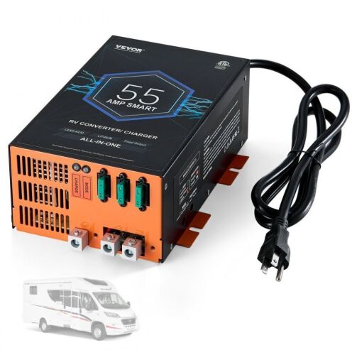 VEVOR RV Converter, 55 Amp, 110V AC to 12V DC RV Power Converter Battery Charger with 4 Stage Smart Charging 13V to 16.5V Adjustable Operating Range, Compatible with Lithium Lead Acid Battery, ETL