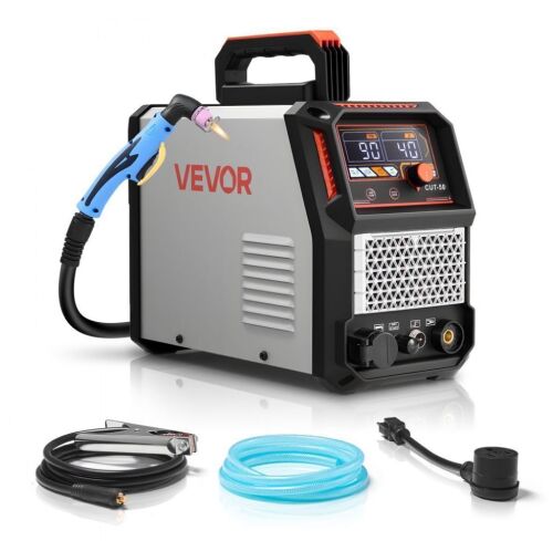 VEVOR 50A Non-Touch Pilot Arc Plasma Cutting Machine, 110V/220V Dual Voltage Digital Display IGBT Inverter - with 2T/4T Function & Adjustable PA/PT Time