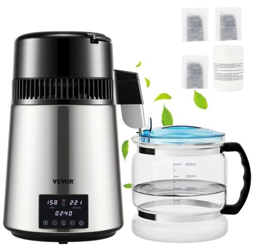VEVOR 1.1Gal Water Distiller, 0.4Gal/H, 1750W 0-99H Timing Dual Temp Display