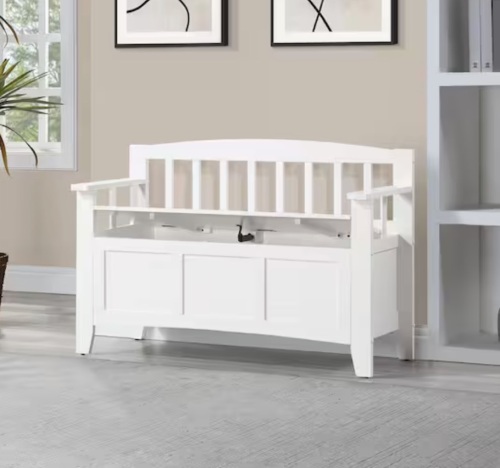 OSP Home Furnishings Metro Entry Way Bench with Sierra Snow White finish