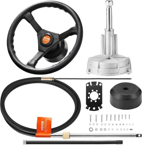 VEVOR Boat Steering System Kit, 16'' Outboard Steering Control Cable, 13.5" Wheel, 3/4" Tapered Shaft