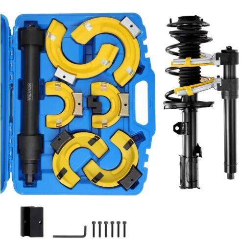 VEVOR Strut Spring Compressor Set, Interchangeable Fork Strut Coil Extractor Remover Tool, with Yellow Protective Sleeve and Carrying Case
