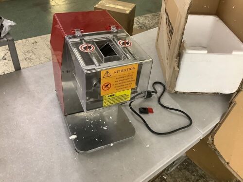 VEVOR 850W 551 lb/h Commercial Meat Cutting Machine Stainless Steel, 5 mm Thickness, Detachable Blades - Switch Cover Damaged