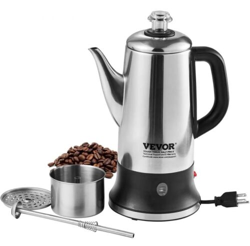 VEVOR 12-Cup Electric Percolator Coffee Pot, Keep Warm Function & Heat-Resistant Handle