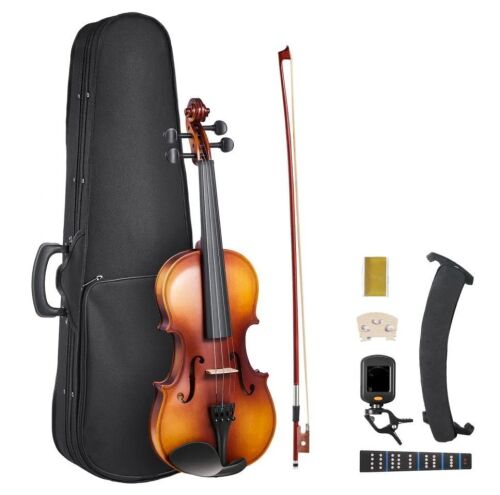 VEVOR 4/4 Full Size Violin with Hard Case, Rosin, Bow, Shoulder Rest, Bridge, Tuner and Extra Strings