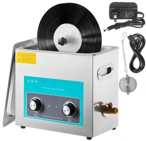 VEVOR Ultrasonic Vinyl Record Cleaner 6L 40kHz with Mechanical Heater & Time