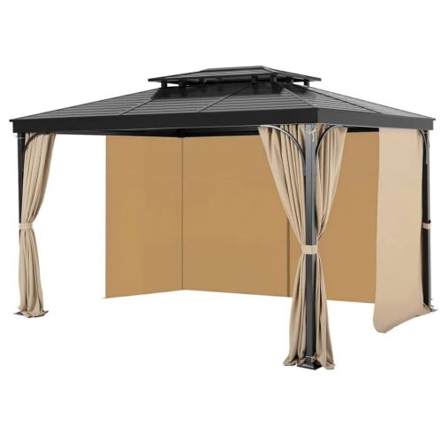 VEVOR 4-Panel Sidewall Gazebo Privacy Curtains with Zippers for 12' x 10' x 7.3' Gazebos, Curtains ONLY