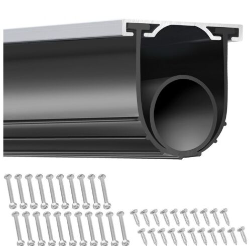 VEVOR U Shape +O Ring Combination Garage Door Weather Stripping with Pre-drilled Aluminum Track Retainer Kit, 5/16 inch T-ends and 3 3/4 inch Width (16 Ft, Black)