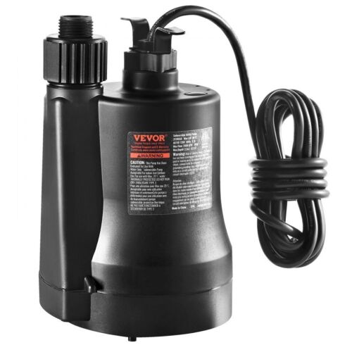 VEVOR 1/3 HP, 2450 GPH High Flow, 30 ft Head, Sump Pump Submersible Water Pump with 10 ft Long Power Cord