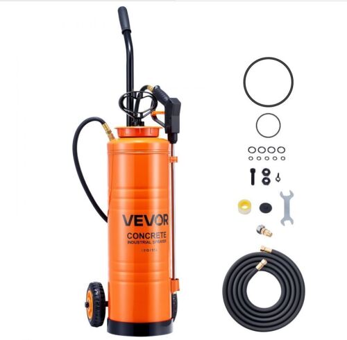 VEVOR Stainless Steel Industrial Concrete Sprayer, 4.5 Gallons Large Capacity, Ergonomic Handle & Removable Cart, 48" & 120" Hose