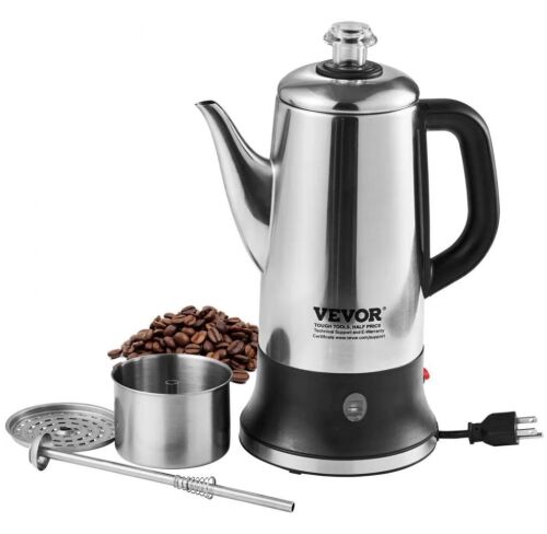 VEVOR 12-Cup Electric Percolator Coffee Pot, Keep Warm Function & Heat-Resistant Handle